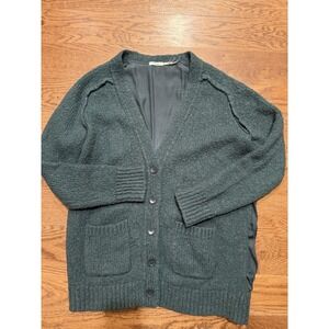 Kimchi Blue Slouchy Grandpa Button Wool Blend Cardigan Size Small Dark Green